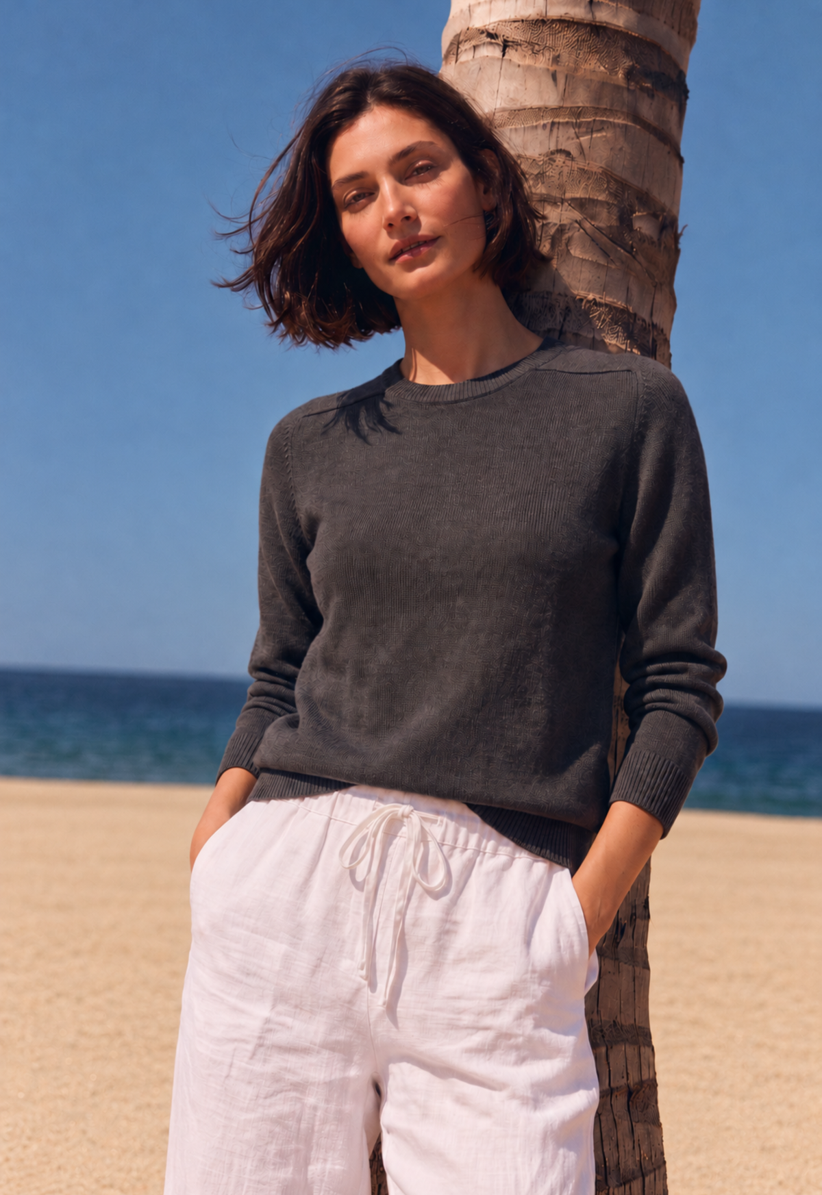 Cashmere Crew Sweater - Charcoal Grey