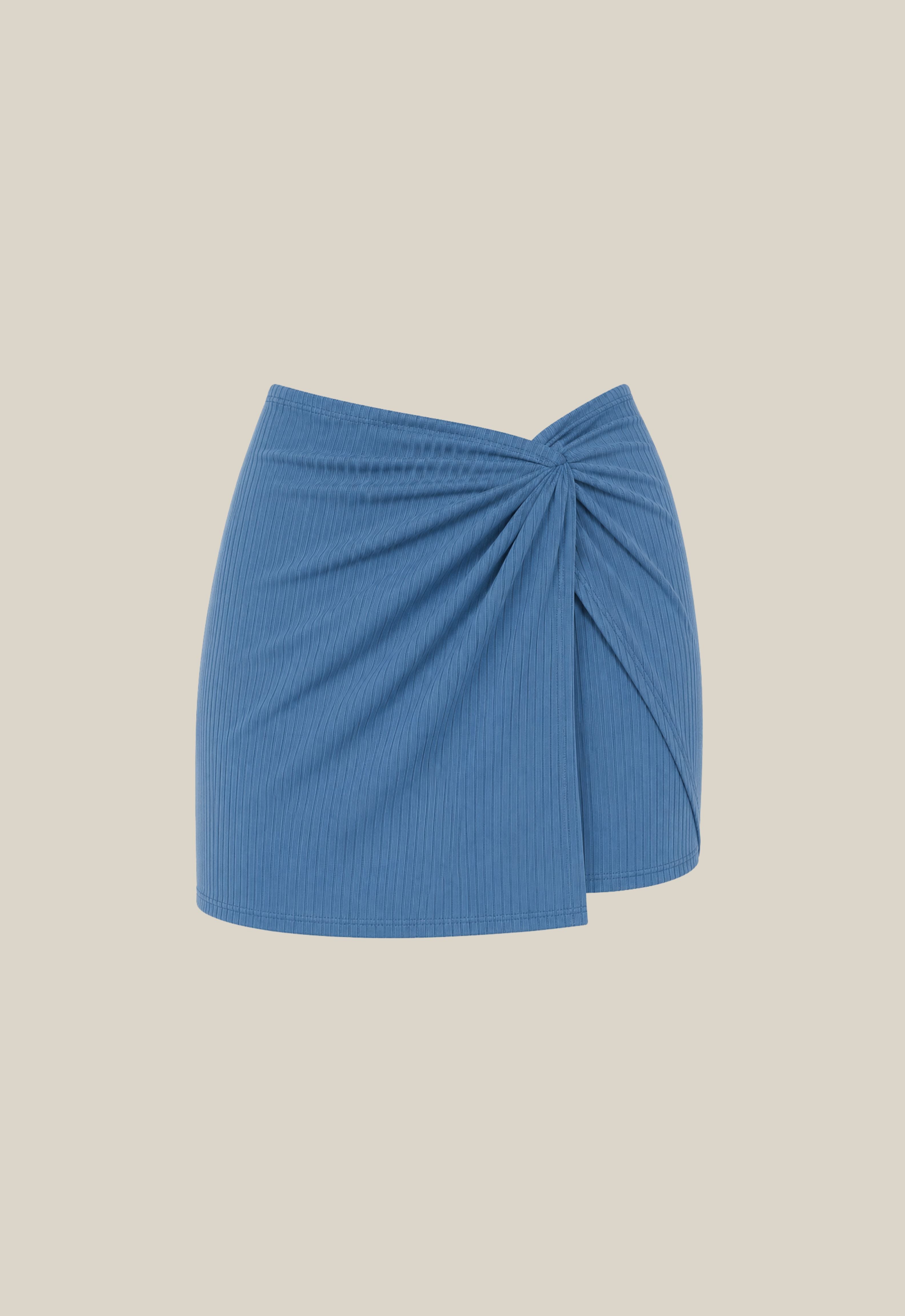 Allegra Wrap Skirt - Blue Ribbed