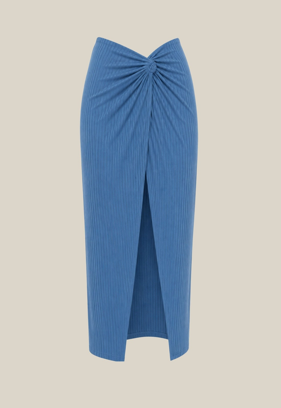 Angie Maxi Wrap Skirt - Blue Ribbed