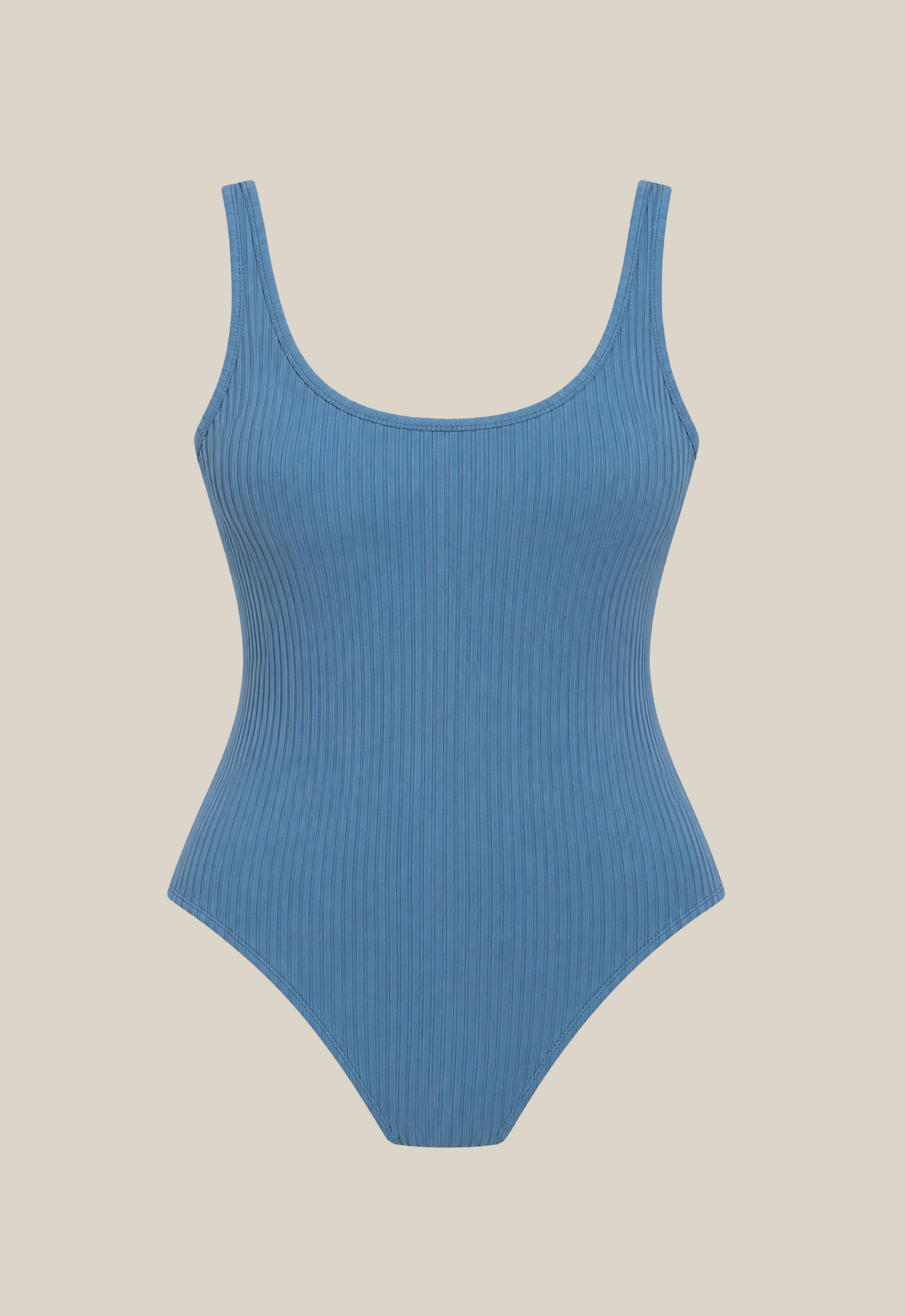 Stella One Piece - Blue Ribbed