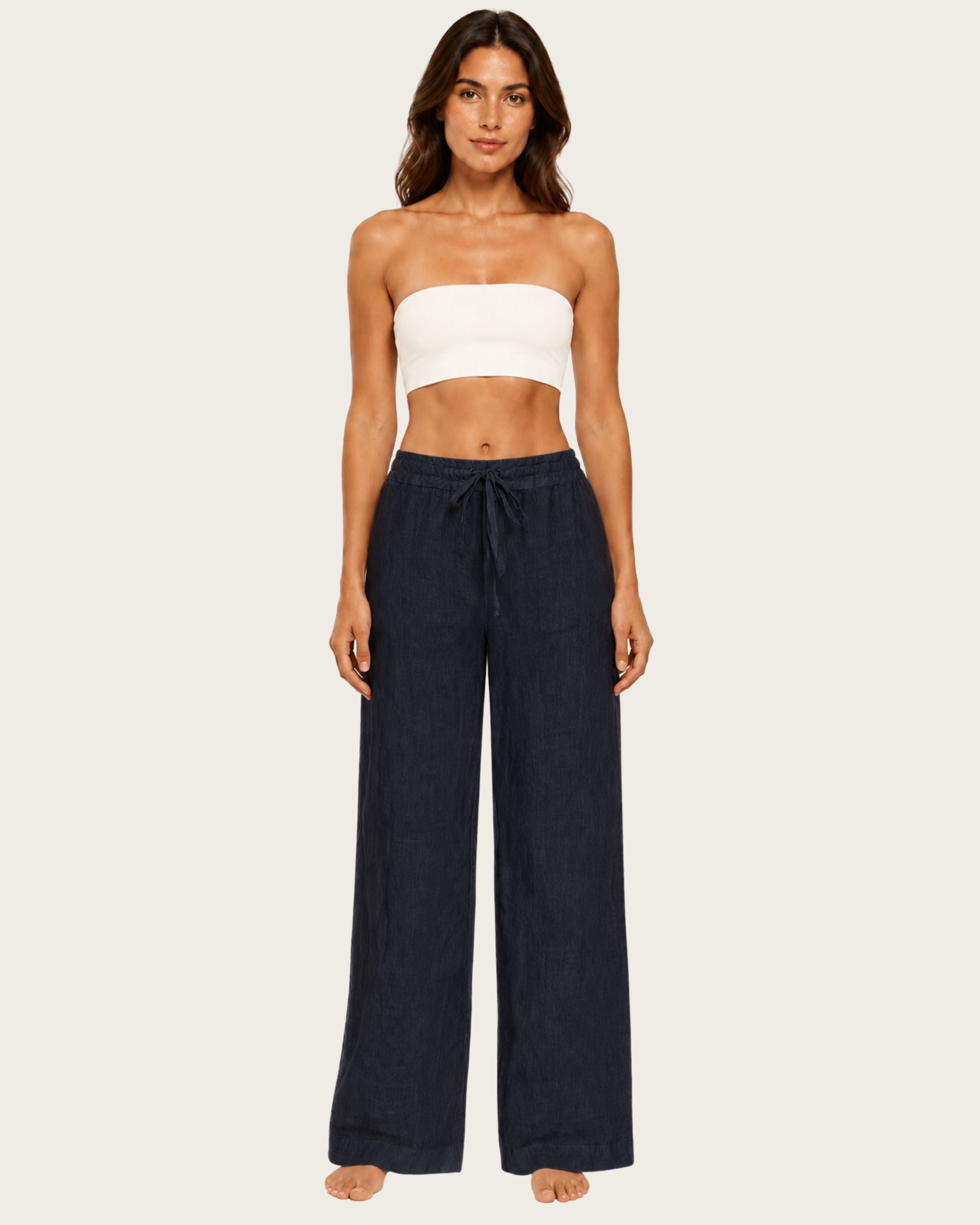 LAYA Linen Drawstring - Navy