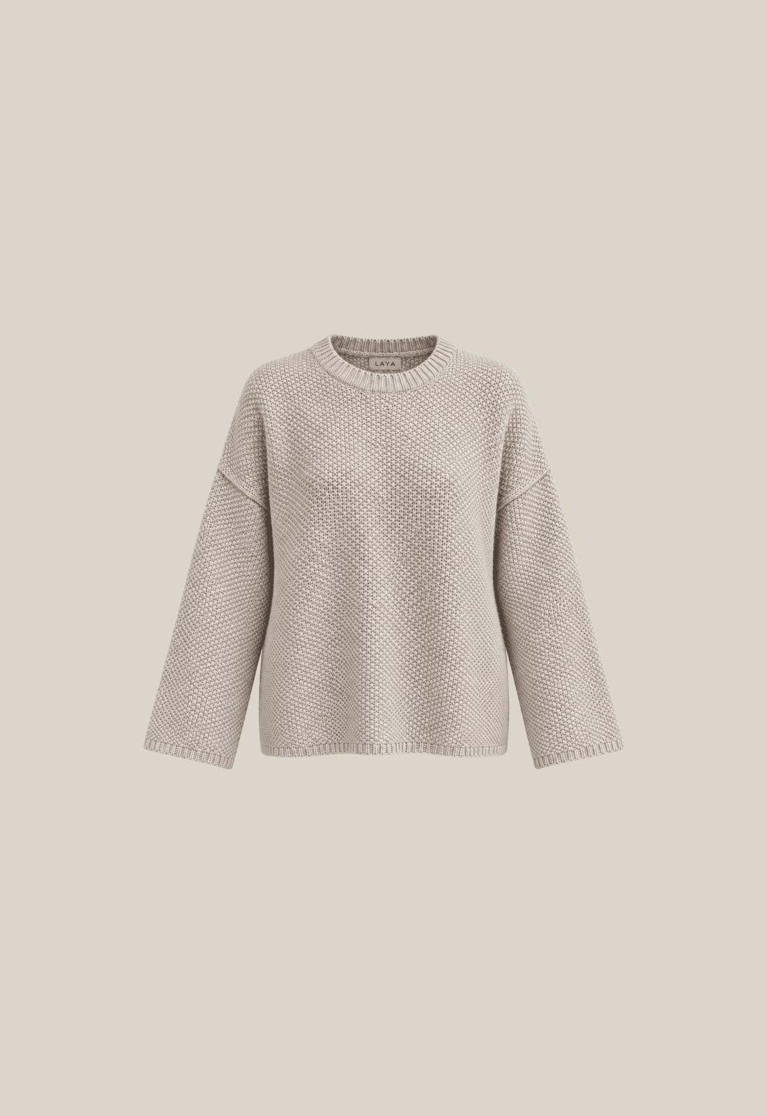 Cashmere Waffle Crew Sweater - Wheat