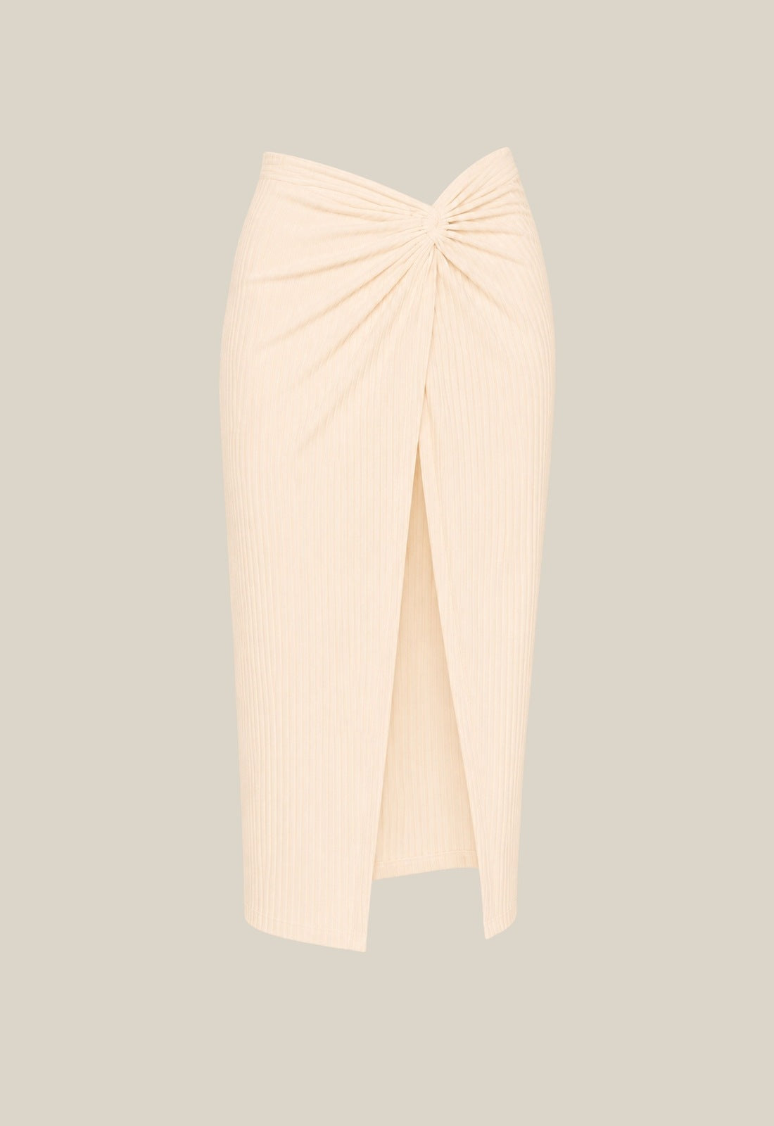 Angie Maxi Wrap Skirt - Cream Ribbed