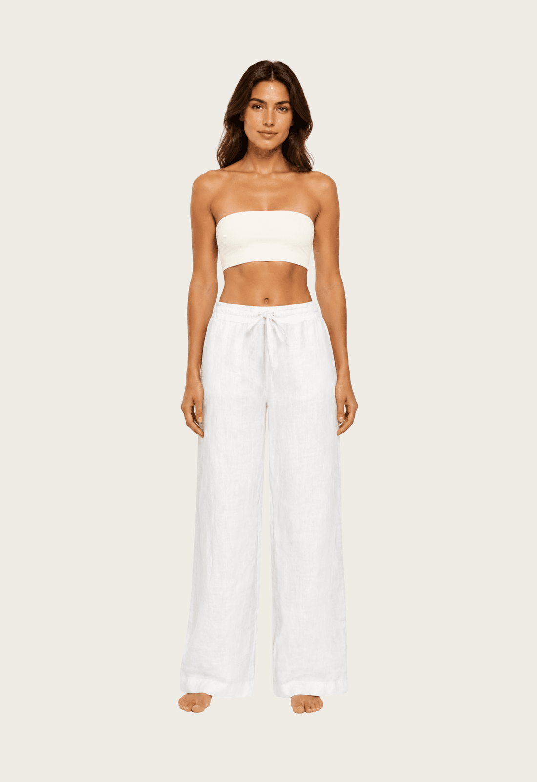 Linen Drawstring - White