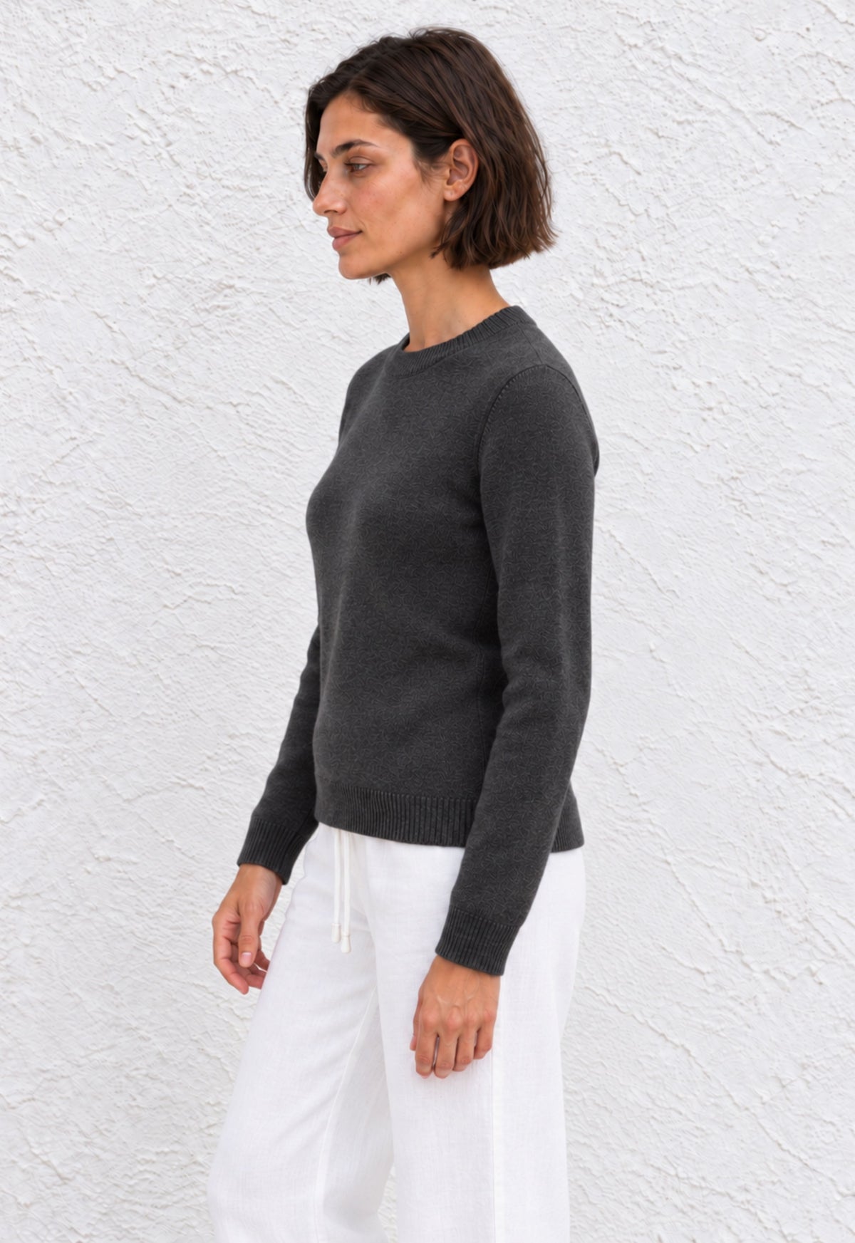 Cashmere Crew Sweater - Charcoal Grey