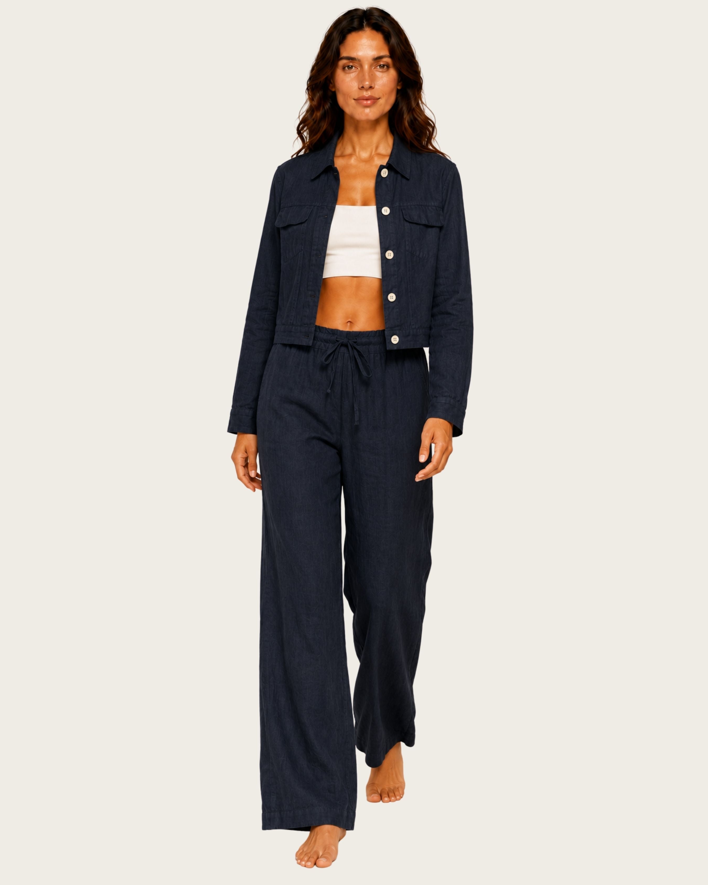 LAYA Linen Jacket - Navy