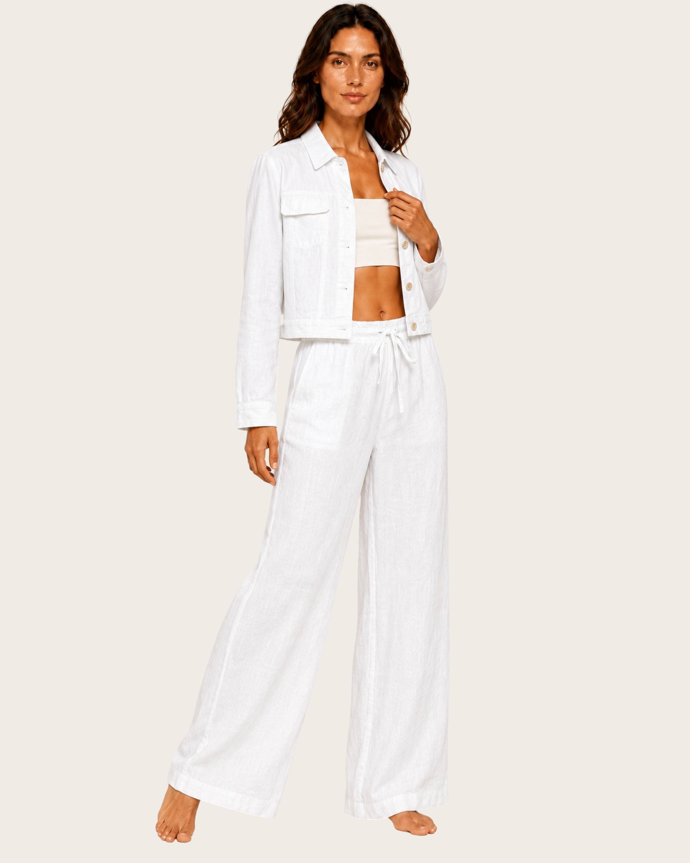LAYA Linen Drawstring - White