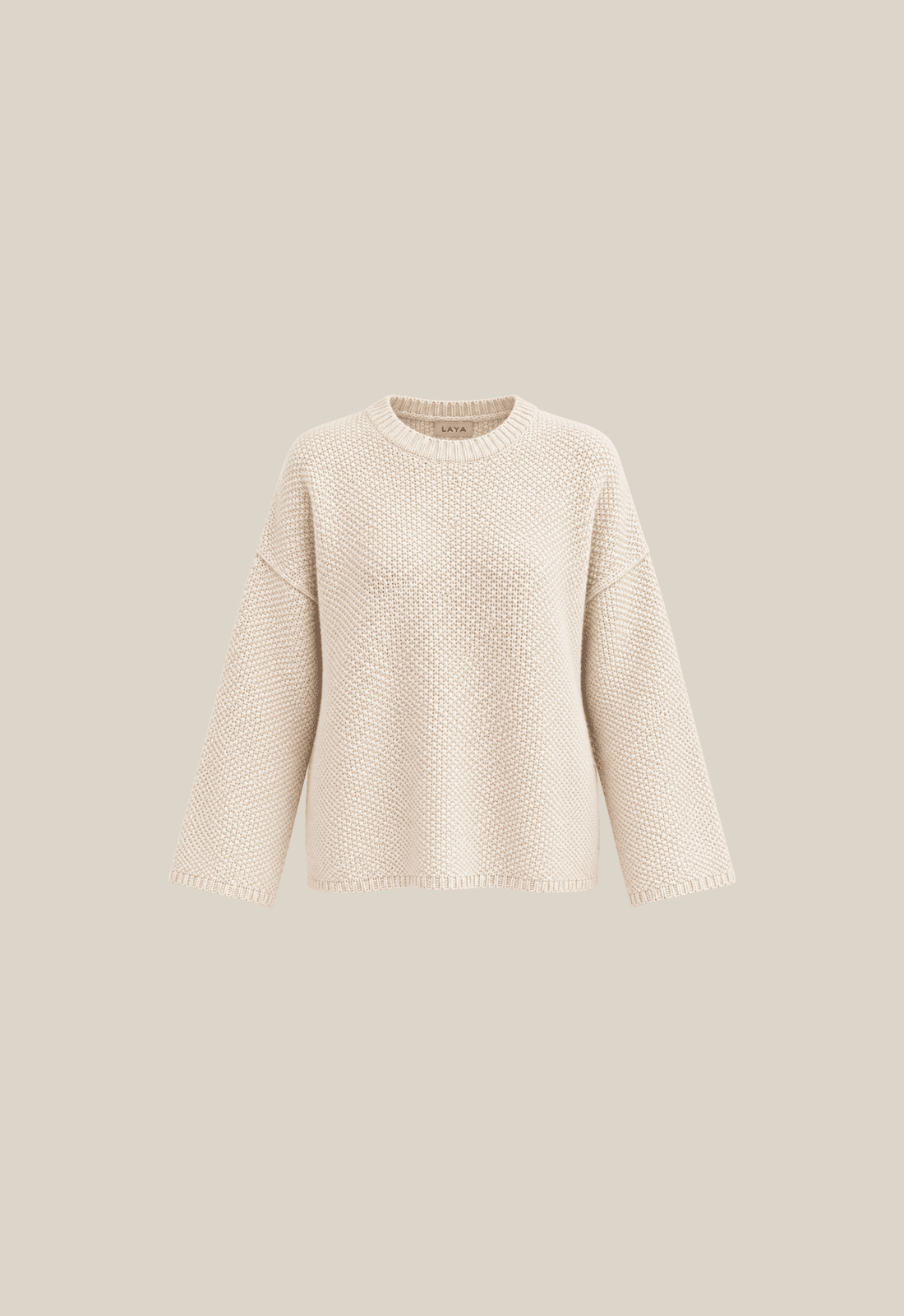 Cashmere Waffle Crew Sweater - Ecru