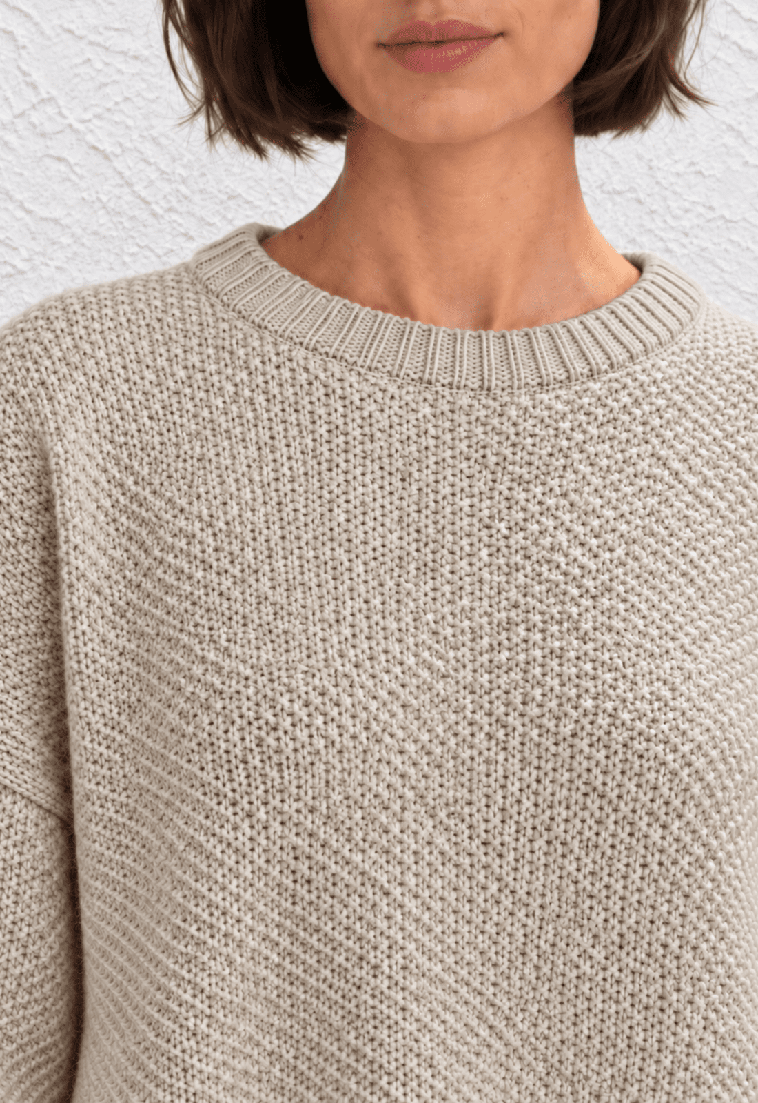 Cashmere Waffle Crew Sweater - Wheat