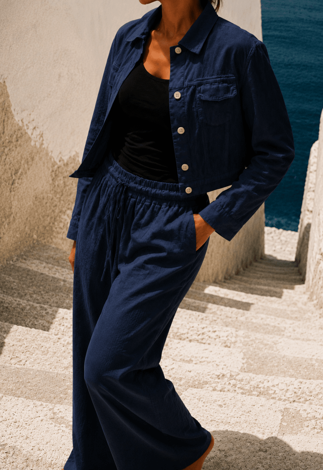 Linen Drawstring - Navy
