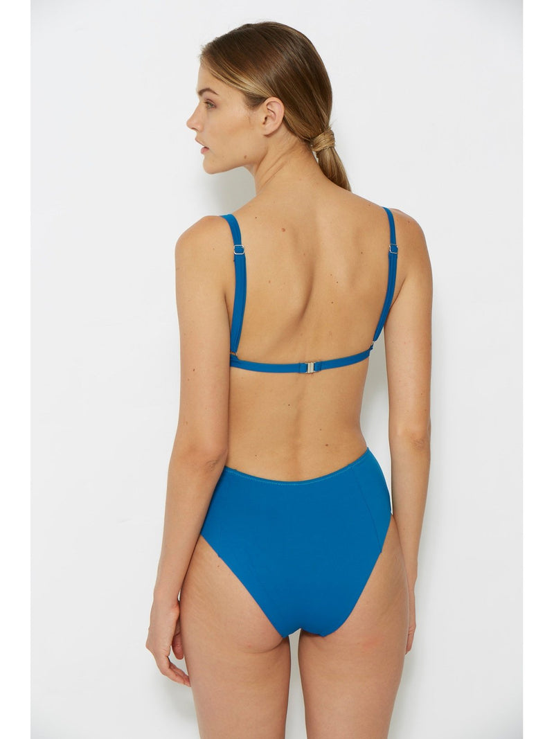blue high waisted bikini bottoms