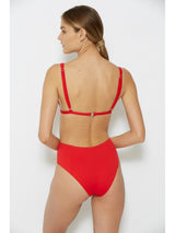 red high waisted bikini bottom