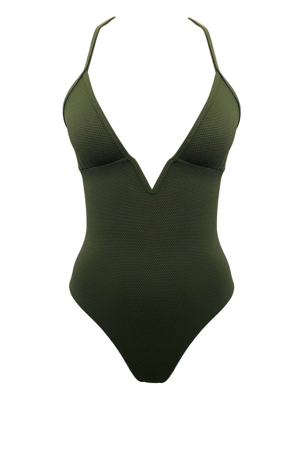 army green v neck swimsuit