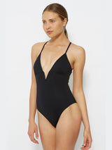 black one piece plunge swimsuit