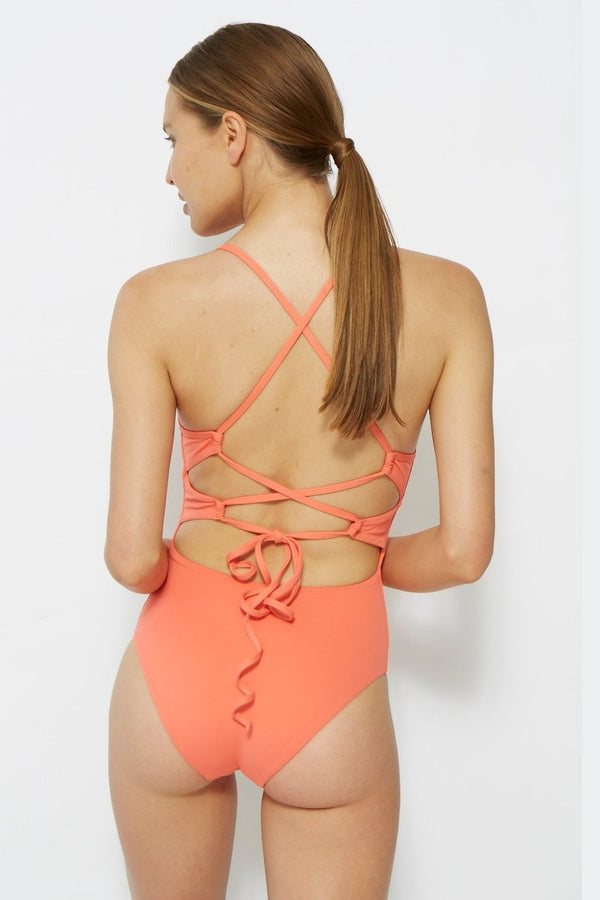 coral plunge one piece swimsuit
