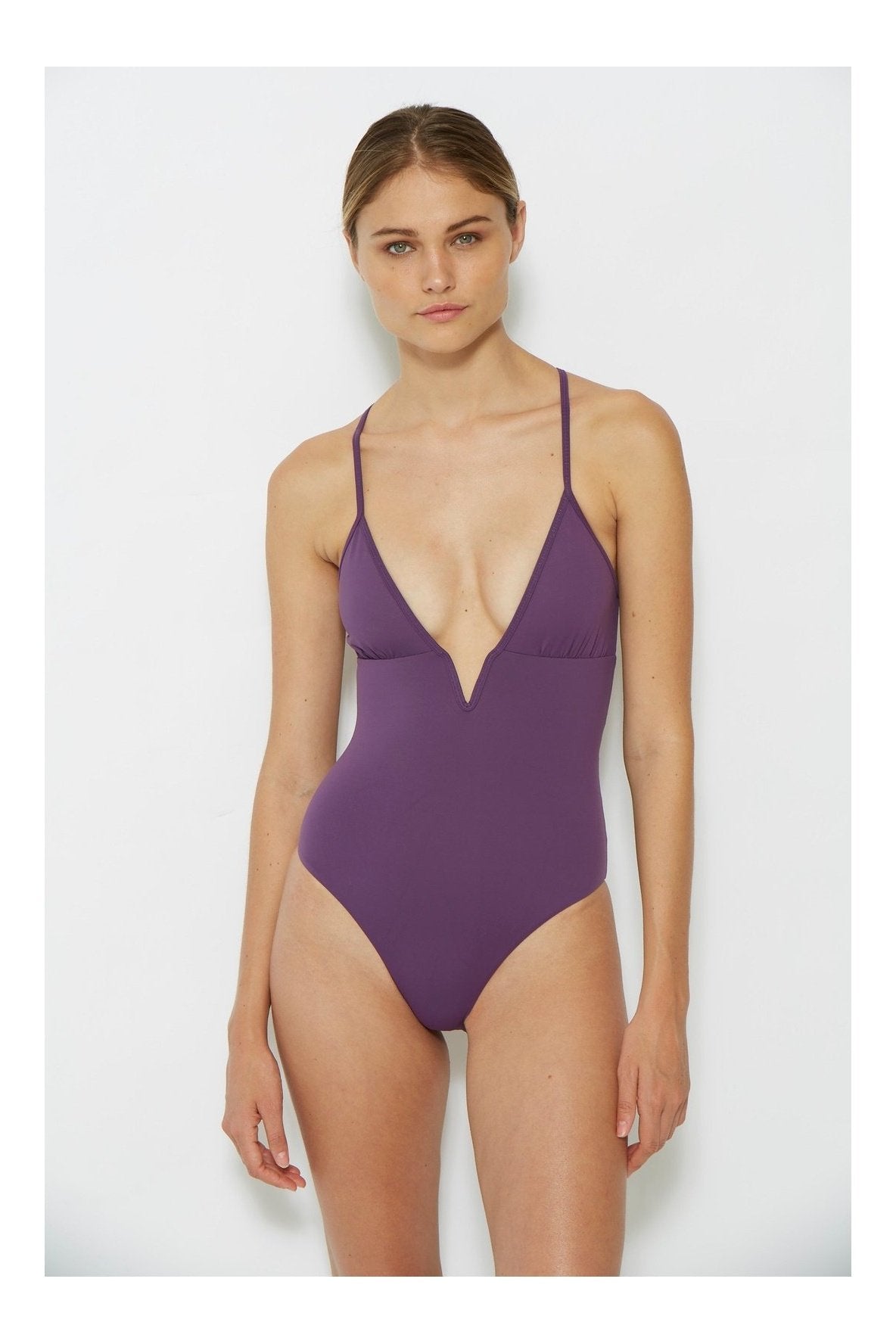 lavender plunge one piece swimsuit