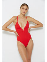 one piece red swimsuit