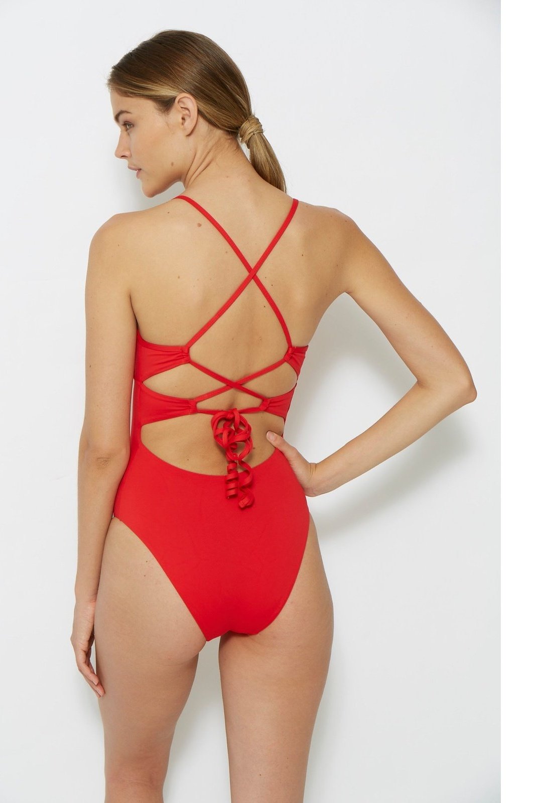 one piece red swimsuit