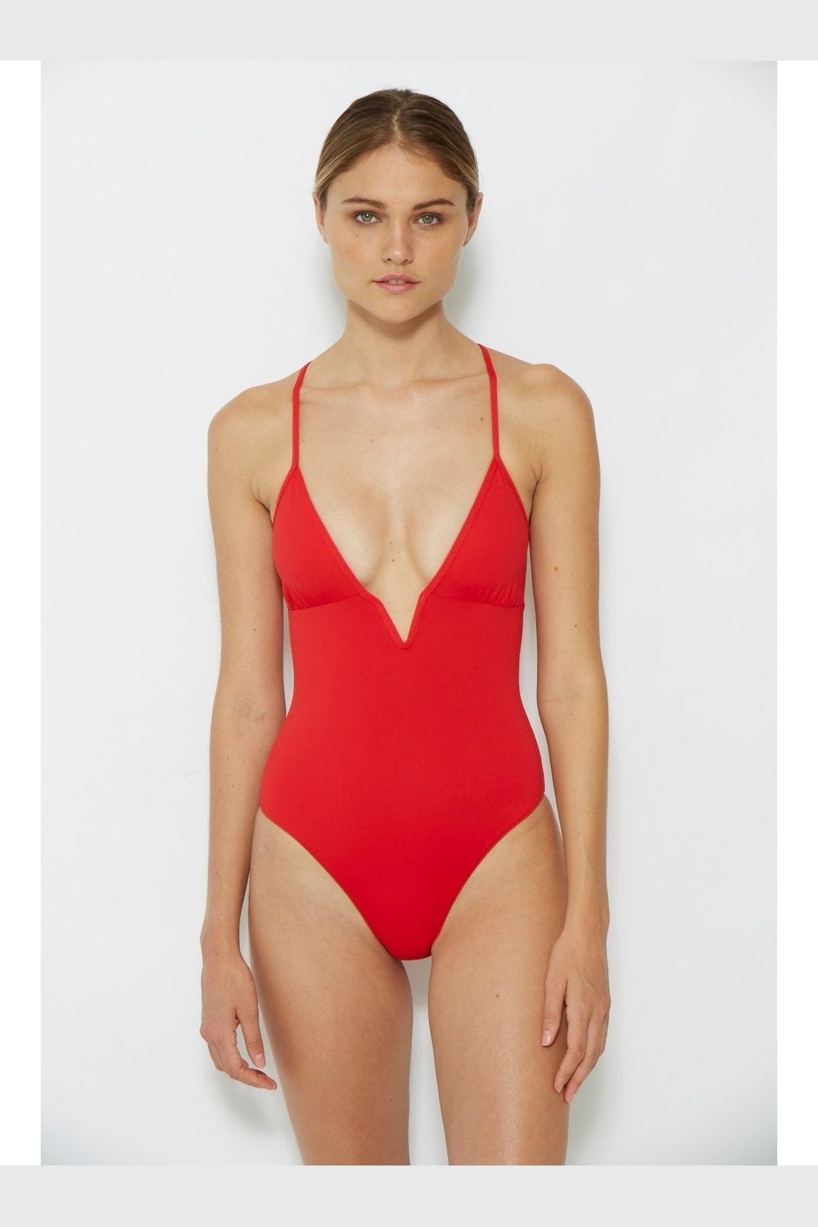 one piece red swimsuit