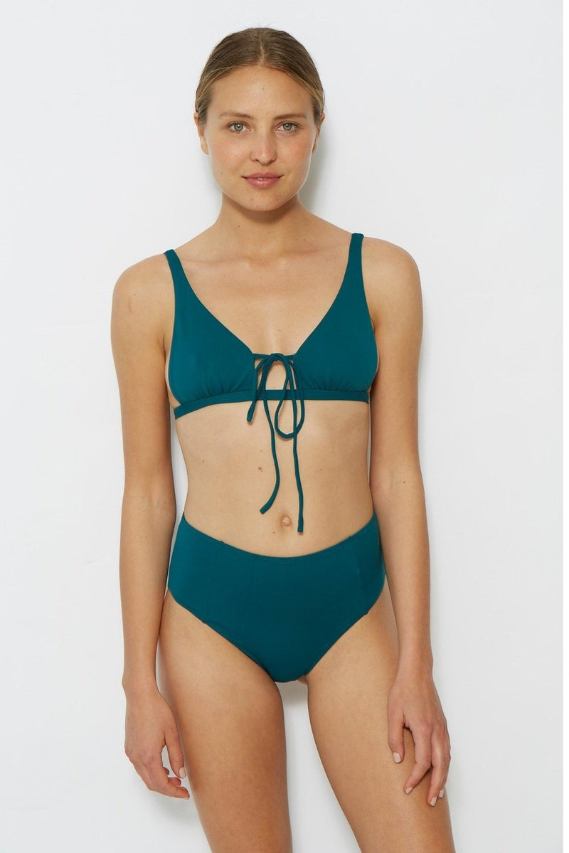 triangle bikini top in green