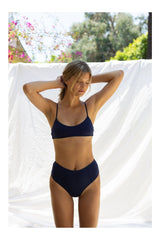 navy crop bikini top