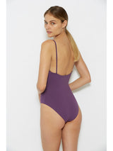 lavender bandeau one piece swimsuit